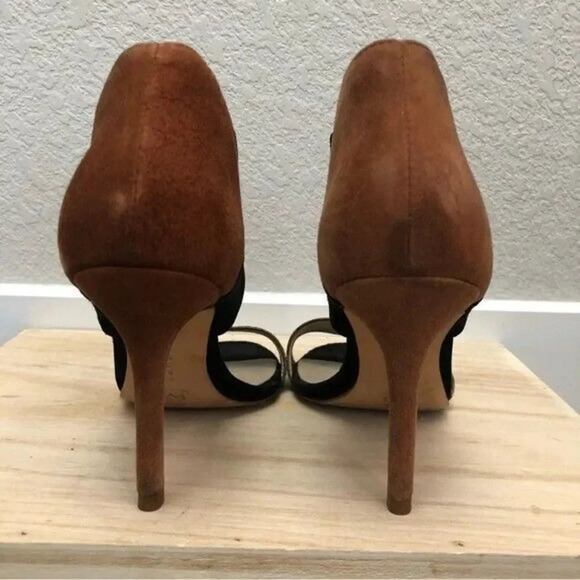 Trina Turk Black & Brown Leather Colorblock Heel 6 - Picture 3 of 5